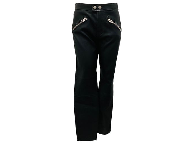 Coach Black Zip Pocket Leather Pants