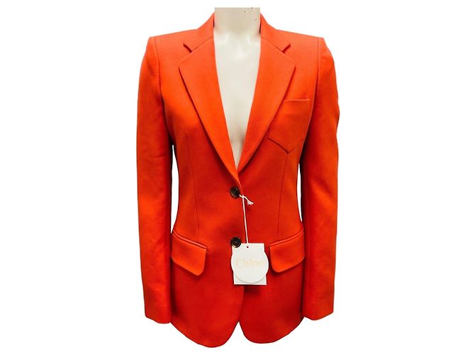 Chloé Chloe Orange Two Button Cotton Jacket