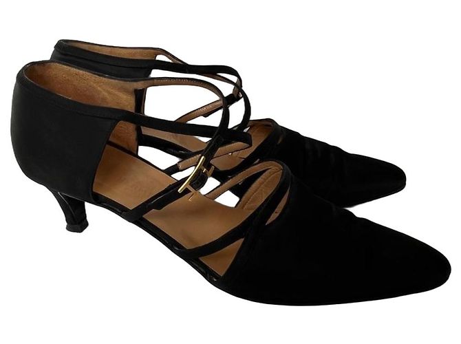 Hermès Pumps Schwarz Canvas 38.5