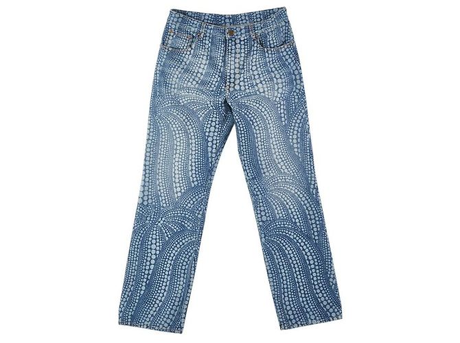 Pantalones de denim de algodón Louis Vuitton All Over Pumpkin Edición Limitada Azul