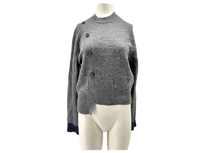 Autre Marque Asymmetrischer grauer Pullover aus Wolle