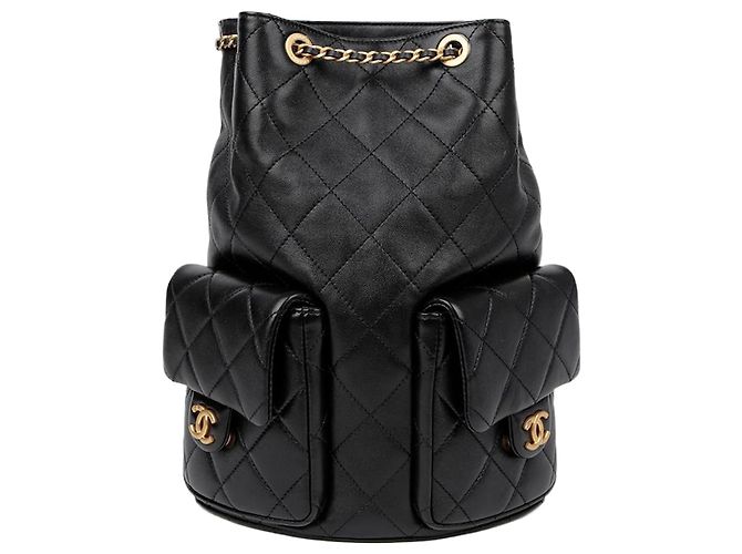 Chanel CC Logo Two-Pocket Backpack Black