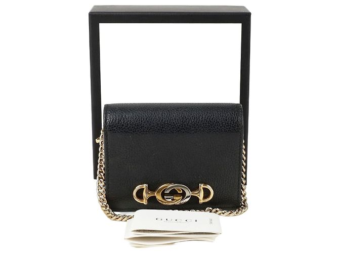 Gucci Card Wallet with Chain Black