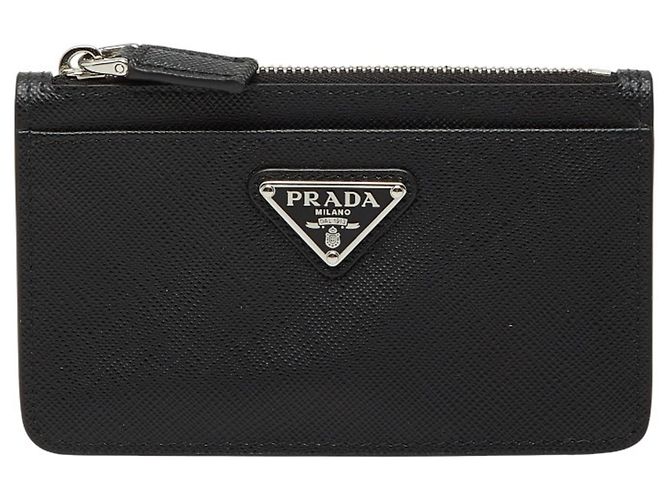 Prada Saffiano Leather Business Card Case Black