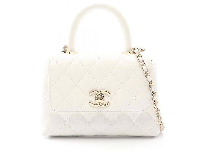 Bolsa de Ombro Mini Matelassé Coco Handle da Chanel Branco