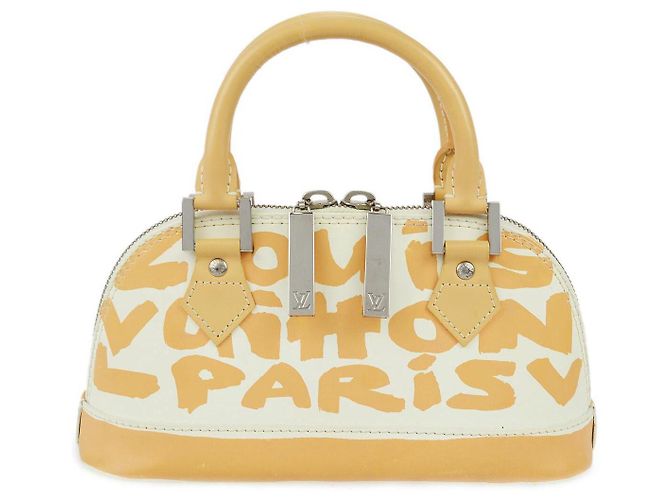 Louis Vuitton Alma Limited Edition Graffiti Leather Horizontal Bege