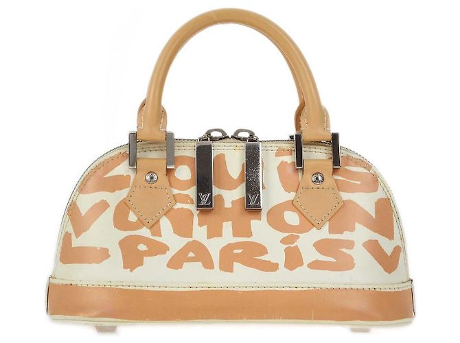 Louis Vuitton Alma Limited Edition Graffiti Leather Horizontal Beige