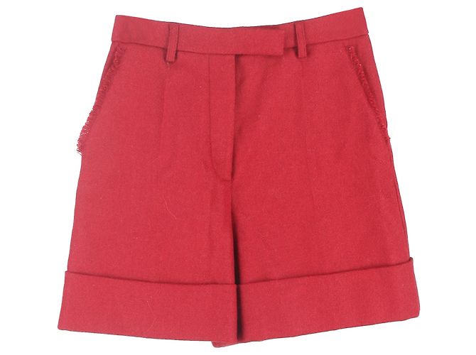 Thom Browne High-Rise Tailored Shorts in Red Wool