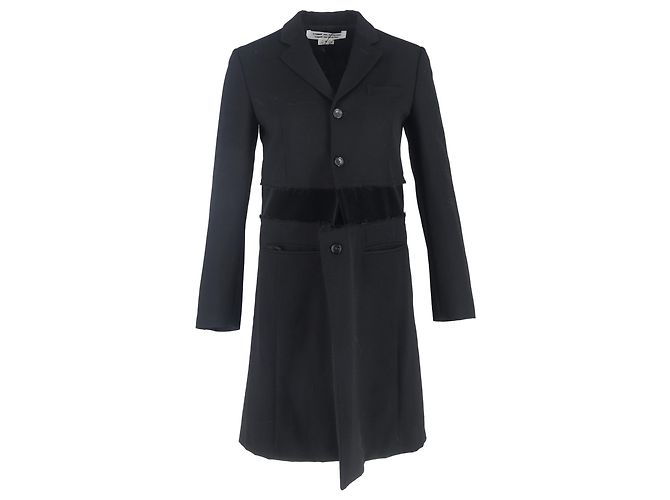 Comme Des Garcons Abrigo de lana negra de un solo botón con paneles de Comme Des Garçons Negro