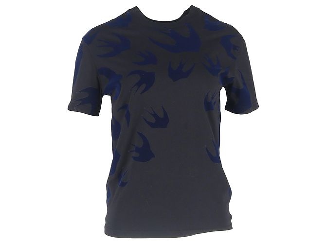 Camiseta de algodão cinza com estampa de pássaro andorinha Alexander McQueen