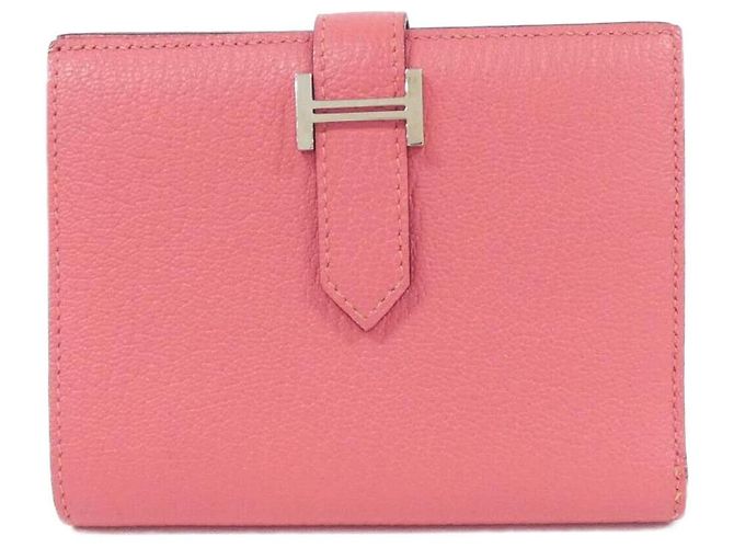 Portefeuille Compact Chevre Béarn d'Hermès Rose