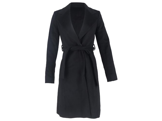Hugo Boss Belted Coat in Black Wool