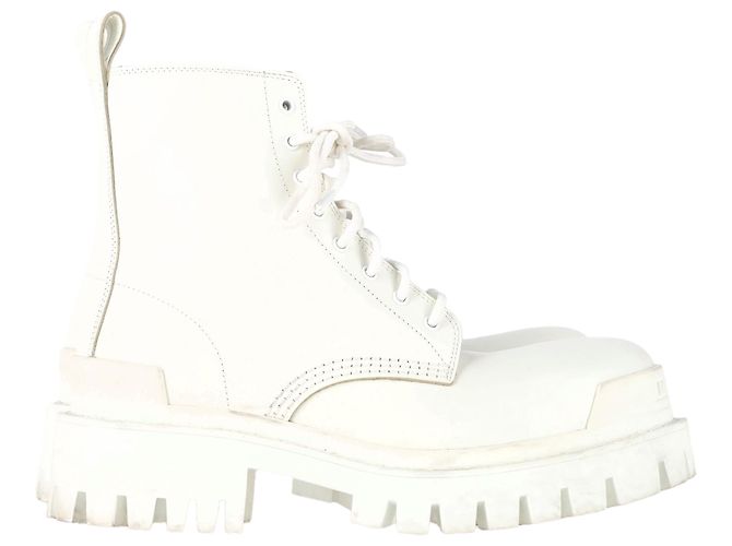 Botas de combate Strike de Balenciaga en cuero de ternera blanco Crudo