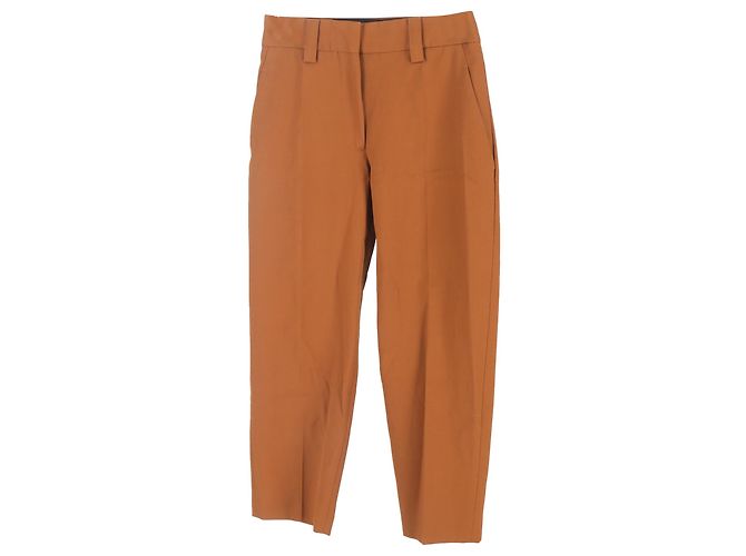 Acne Studios High-Rise Tailored Trousers in Rust Polyester  Orange