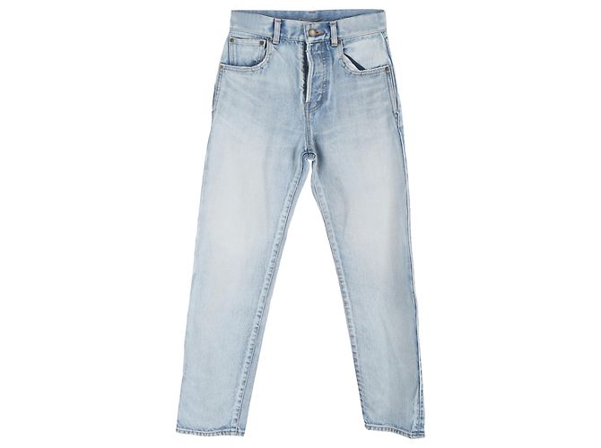 Jeans de cintura alta com corte regular em denim azul da Saint Laurent Azul claro