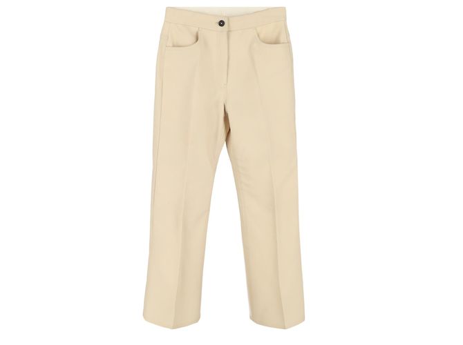 Calças retas em lã creme Jil Sander Branco Cru