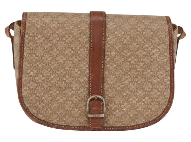 Céline Celine Vintage Macadam Canvas et Cuir Beige
