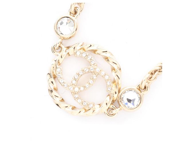 Collar de strass chapado en oro Chanel Coco Mark Dorado
