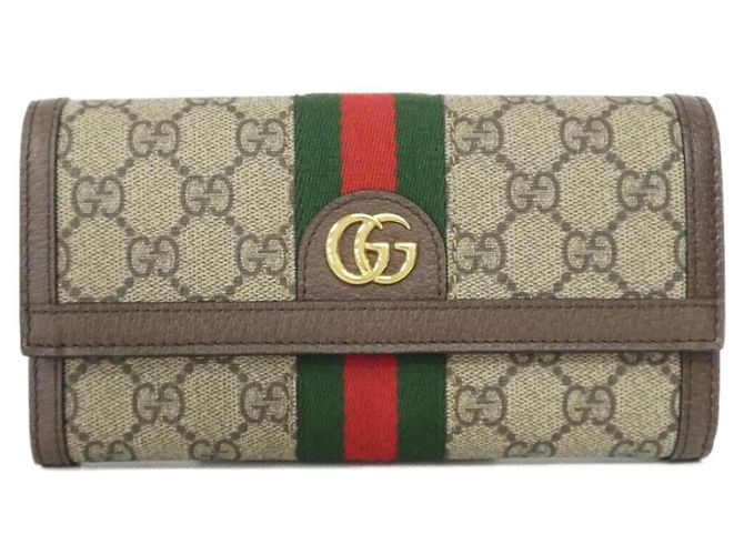 Gucci Ophidia Long Wallet Brown Beige