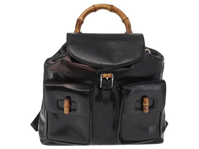 Gucci Vintage Bamboo Leather Medium Black
