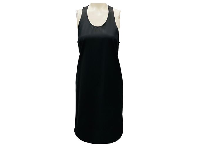 Totême Vestido preto de viscose e algodão com decote redondo Toteme
