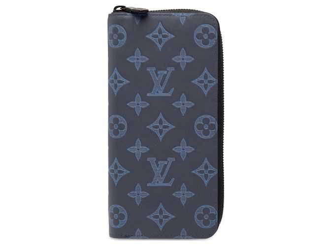 Louis Vuitton Monogram Shadow Zippy Wallet Blue Navy blue