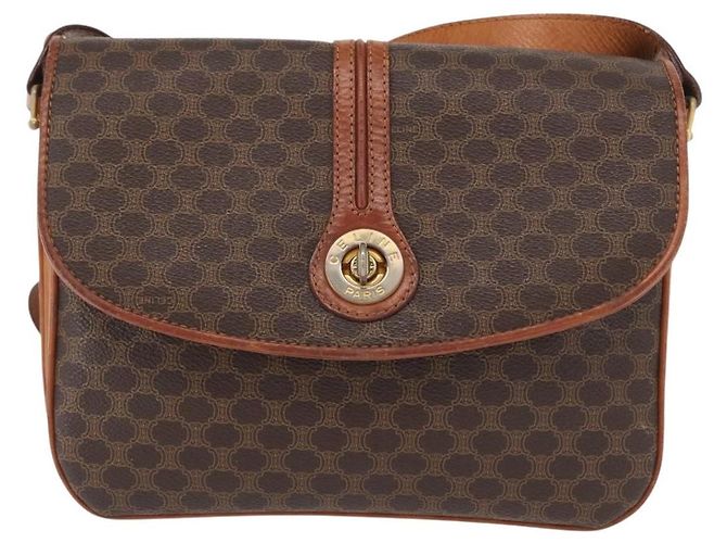 Céline Celine Vintage Macadam Canvas et Cuir Marron