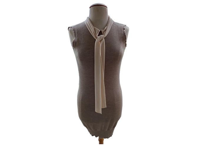 Fendi Strickkleid aus Kaschmir und Seide Beige Creme Roh