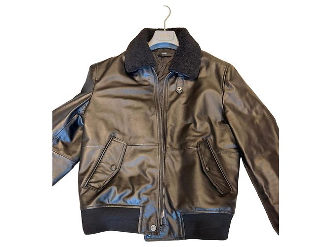 Tom Ford Black Leather Aviator Jacket