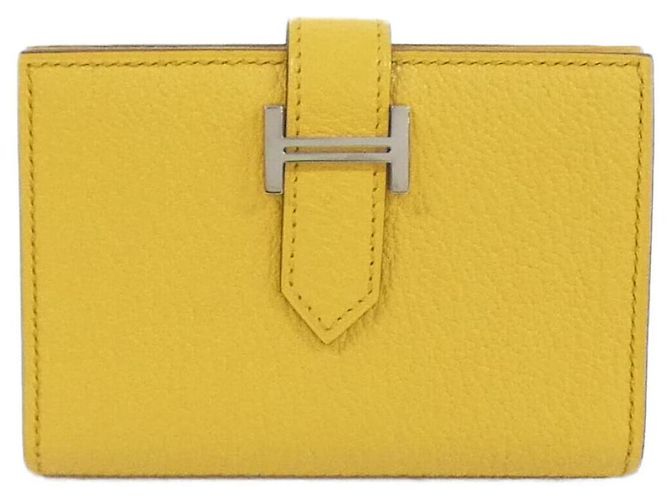 Béarn Hermès Hermes Bearn Chevre Card Case Yellow