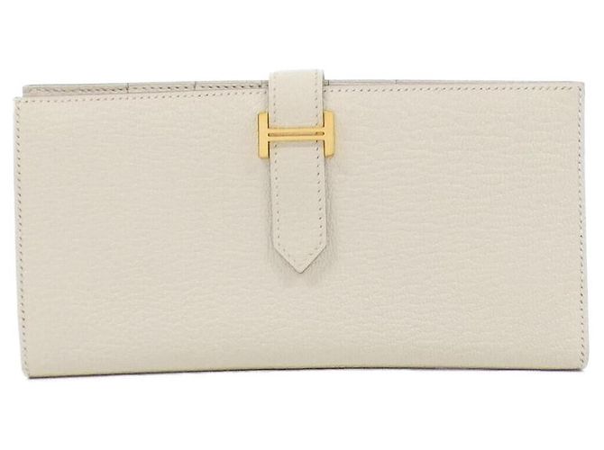 Hermès Cartera Larga Soufflet Chèvre Béarn Hermes Castaño
