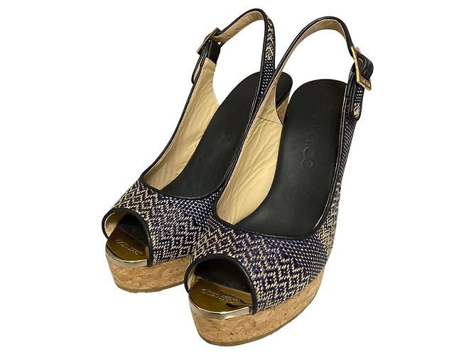 Escarpins à talons compensés ouverts Jimmy Choo Bleu Bleu Marine