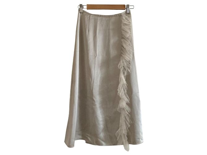 Autre Marque Satin-Tüll-Rock ESTNATION Beige