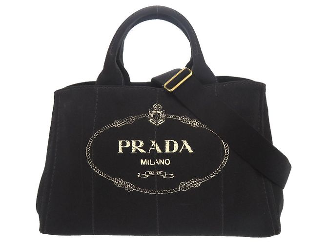 Bolsa tote 2 em 1 Prada Canapa Preta Preto