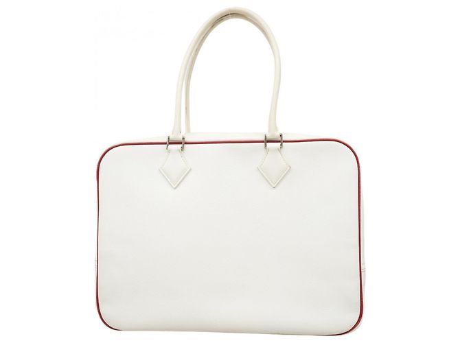 Bolsa Hermès Plume 32 Branco Vermelho