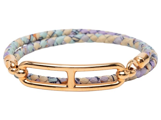 Pulseira Roulis Double Tour em Seda Roxa Hermès Roxo