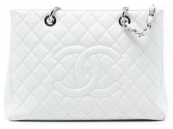 Bolsa Grande de Compras em Caviar Branco Chanel