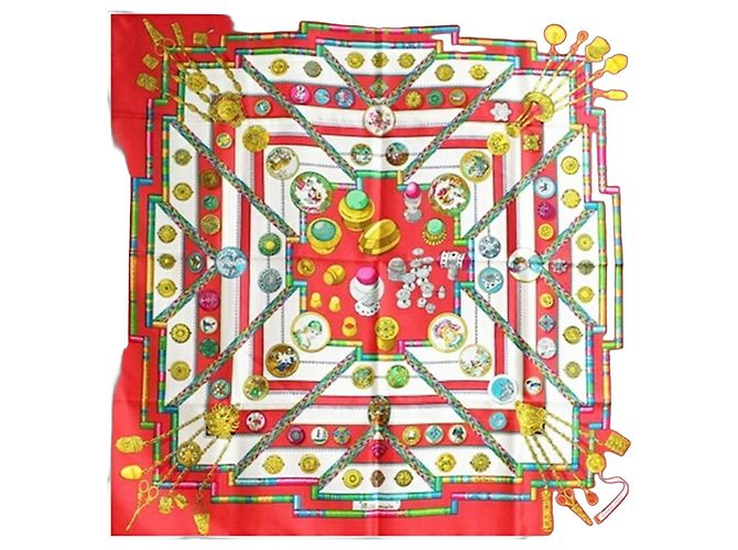Foulard in seta Hermès rosso e bianco 