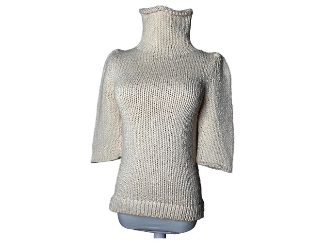 Vintage Balenciaga kurzer Rollkragenpullover beige M