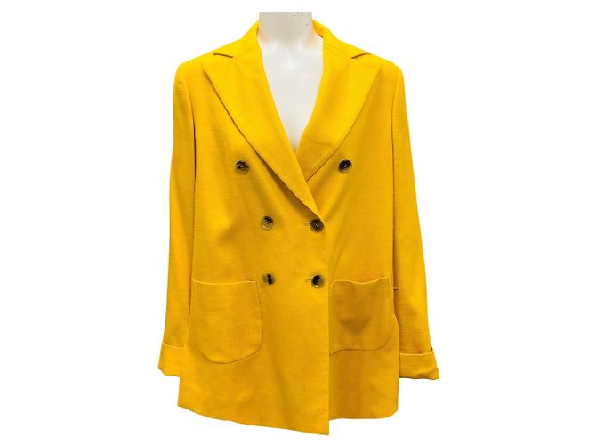 Kiton Mustard Yellow Double Breasted Blazer