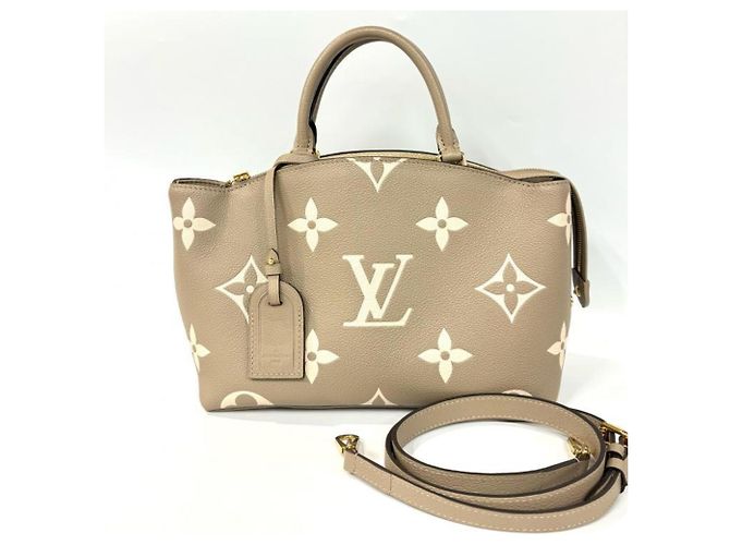 Louis Vuitton Petit Palais PM Monograma Empreinte Bicolor Beige Gris Crudo
