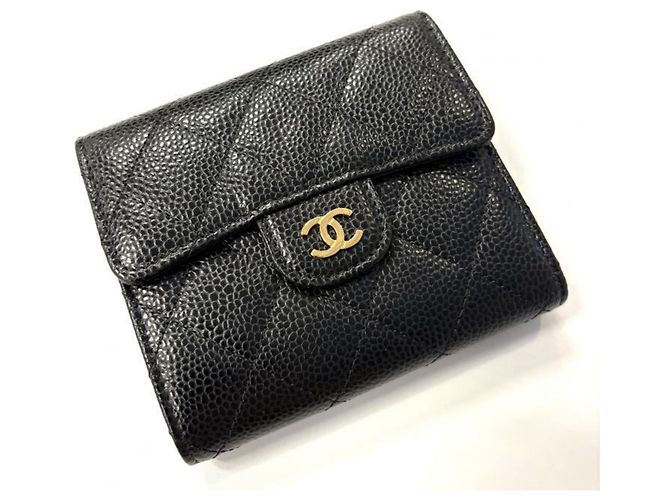 Monedero de cuero negro Chanel