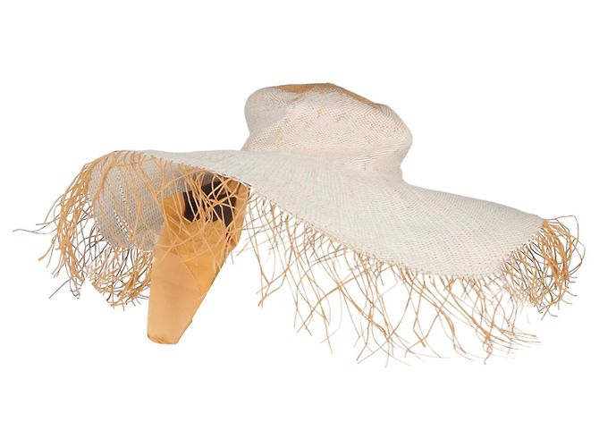 Cappello a tesa larga con sciarpa in rafia bianca e seta di Jacquemus Bianco