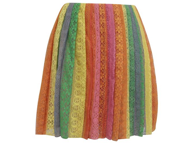 Gonna Mini in Pizzo Multicolore in Cotone Valentino Garavani