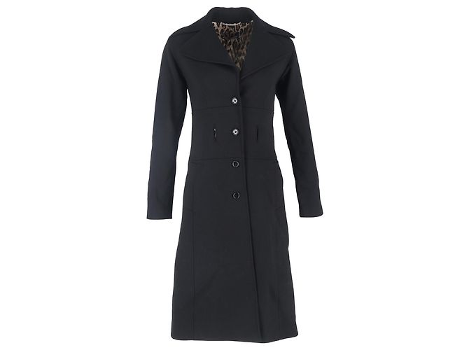 Dolce & Gabbana Single-Breasted Coat with Pockets in Black Wool