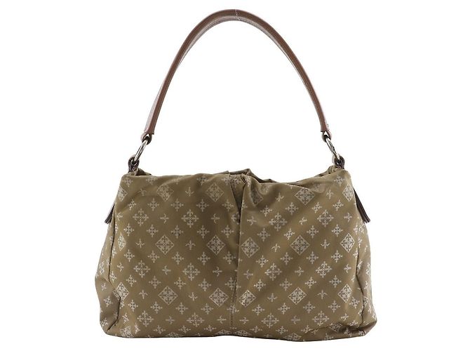 Autre Marque Borsa a Spalla in Nylon Fleur-de-lis Rame Verde Cachi