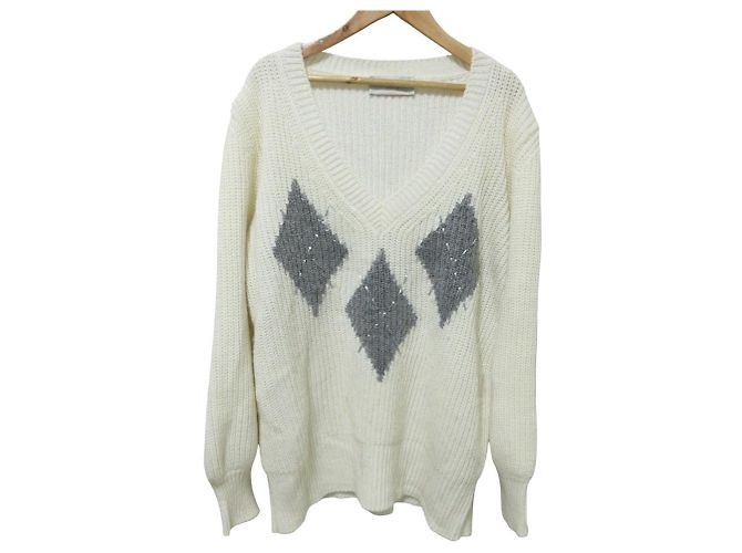 Autre Marque ERMANNO FIRENZE Argyle-Strickpullover aus Alpaka-Mischung Aus weiß