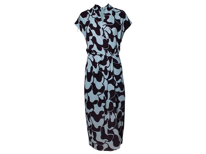 Maxikleid in Hellblau und Braun von Dries van Noten