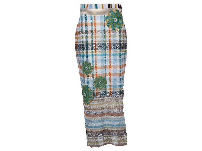 Autre Marque Falda midi de encaje a cuadros Shadia de Silvia Tcherassi Multicolor