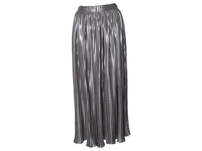 Autre Marque Saloni, metallisch plissierter Rock Silber
